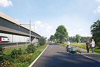 Verdrängen E-Bikes die normalen Fahrräder? Visualisierung einer geplanten Velobahn in Wallisellen bei Zürich.