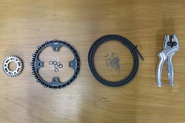 Test Veer Split Belt Umbau. Umbau-Kit für Zahnriemen am Fahrrad.