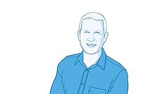 Illustration eines Mannes mit blauem Hemd