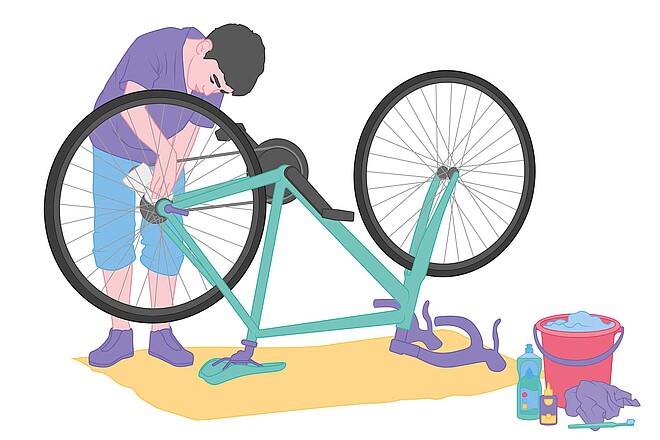 Velopflege mit Kindern