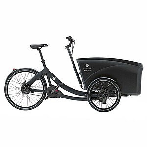 Cargobike Typenkunde. Lastendreirad mit schwarzer Transportbox.