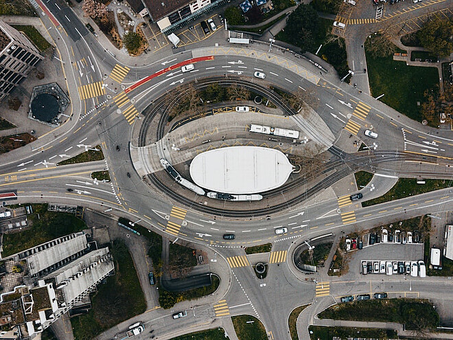 Verkehrsführungbeim Triemli aus der Vogelpespektive