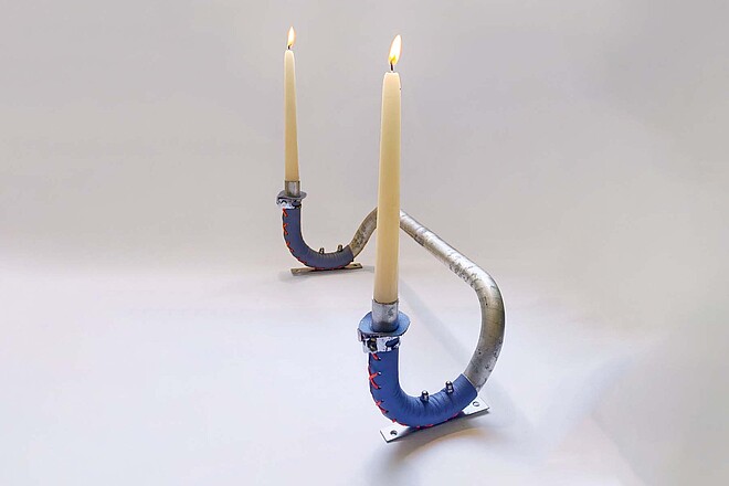 Kerzenständer aus einem alten Rennvelolenker.
