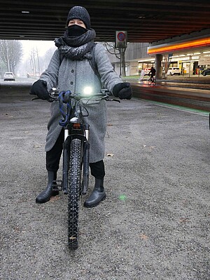 Velofahren trotz Schnee und Kälte.