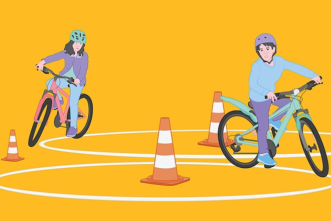 Spiele auf dem Velo.