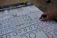 Kugellager werden auf dem Plakat in Echtgrösse dargestellt.