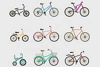 Viele kleine bunte Velos illustrieren das zehn kleine Velofahrer-Lied