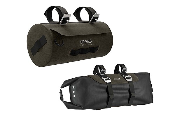 Brooks stellt eine komplette Linie an Gravel-Taschen und -Zubehör vor. Brooks «Scape Handlebar Roll» Lenkertasche.